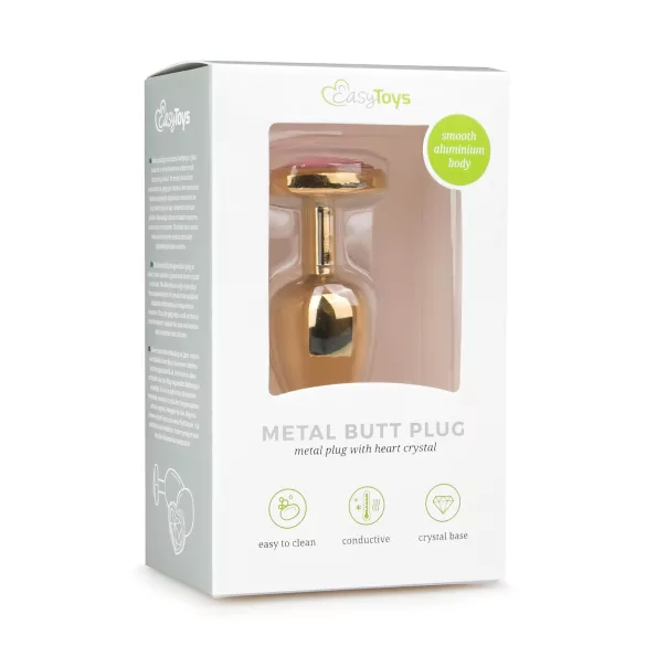 Easytoys - plug anal metálico - joya dorado/rosa - 2,5 cm