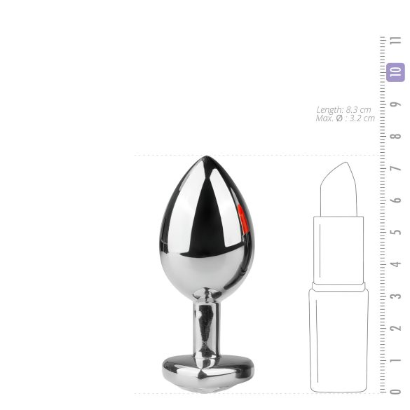 Easytoys - plug anal corazón piedra blanca - metal plateado