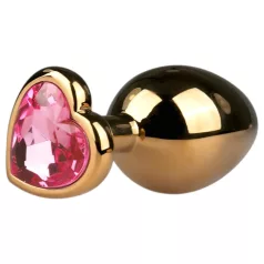   Easytoys Metal No.7 - plug anal cónico con piedra rosa - metal dorado 3 cm