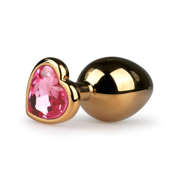 Easytoys Metal No.7 - plug anal cónico dorado con piedra rosa (3 cm)