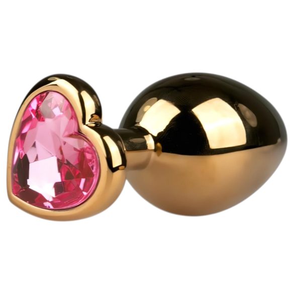 Easytoys Metal No.7 - plug anal cónico con piedra rosa - metal dorado 3 cm