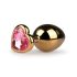 Easytoys Metal No.7 - plug anal cónico dorado con piedra rosa (3 cm)