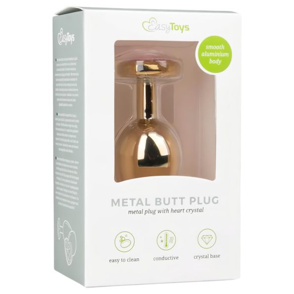 Easytoys Metal No.7 - plug anal cónico con piedra rosa - metal dorado 3 cm