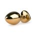 Easytoys Metal No.7 - plug anal cónico dorado con piedra rosa (3 cm)