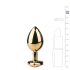 Easytoys Metal No.7 - plug anal cónico dorado con piedra rosa (3 cm)