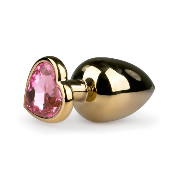 Easytoys Metal No.8 - plug anal con base corazón - oro-rosa (3,5 cm)