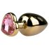 Easytoys Metal No.8 - plug anal con base corazón - metal oro rosa 3,5 cm