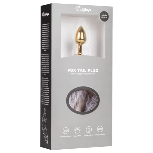 Easytoys Fox NO5 - plug anal metálico con cola de zorro - dorado plateado