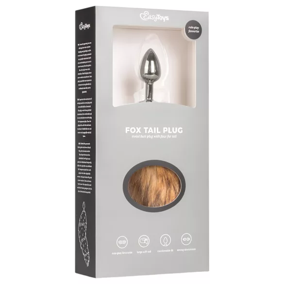 Easytoys Fox NO1 - plug anal metálico con cola de zorro - plateado/rojo
