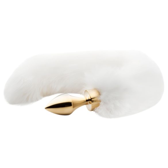 Easytoys Fox NO13 - Plug anal metálico con cola de zorro (dorado-blanco)