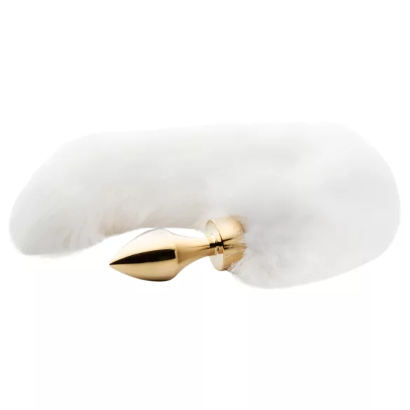 Easytoys Fox NO13 - plug anal metálico con cola de zorro - dorado/blanco