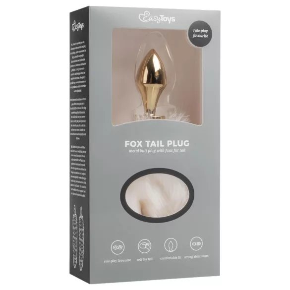 Easytoys Fox NO13 - plug anal metálico con cola de zorro - dorado/blanco