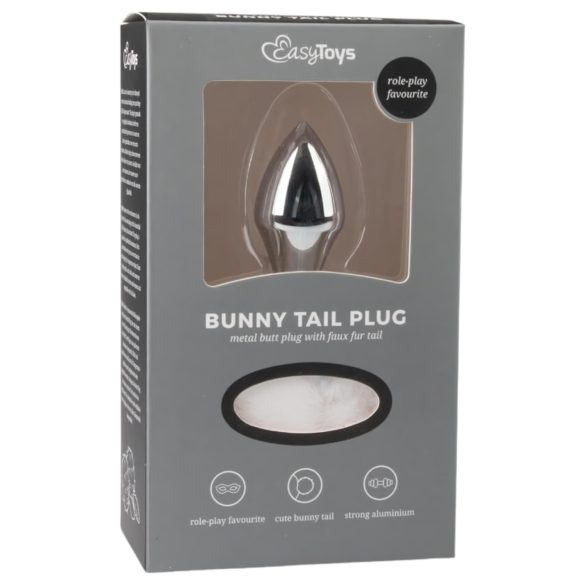 Easytoys Bunny NO1 - Plug anal metálico con cola de conejo (plata-blanco)
