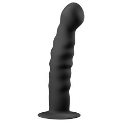   Easytoys Ribbed - dildo anal con ventosa - silicona negra 14cm