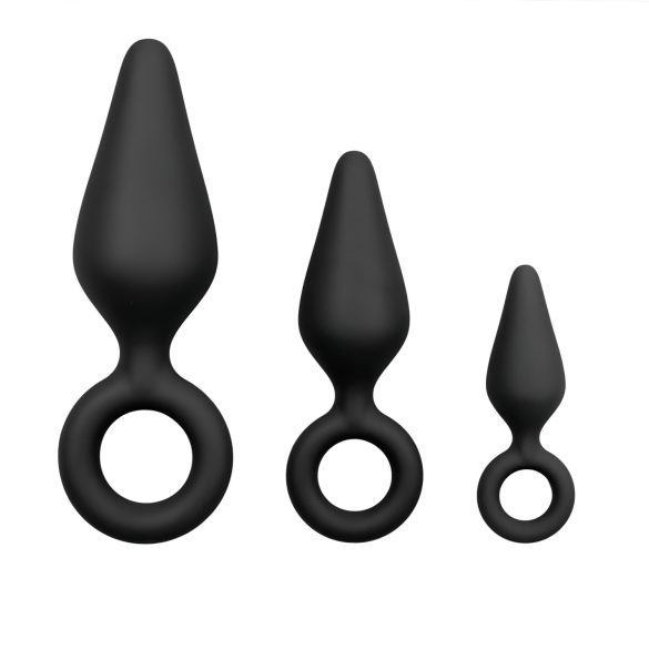 Easytoys - Set de Plugs Anales con Anillo - 3 piezas (negro)