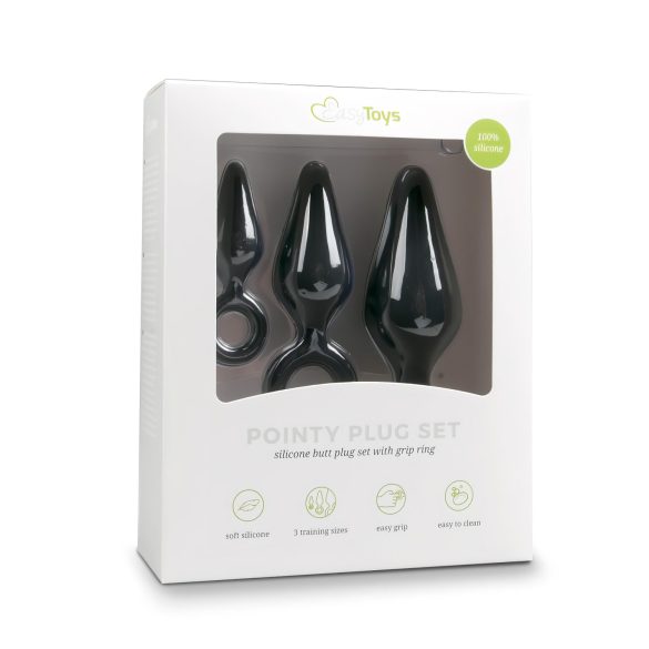 Easytoys - set plug anal con anillo - 3 piezas - negro