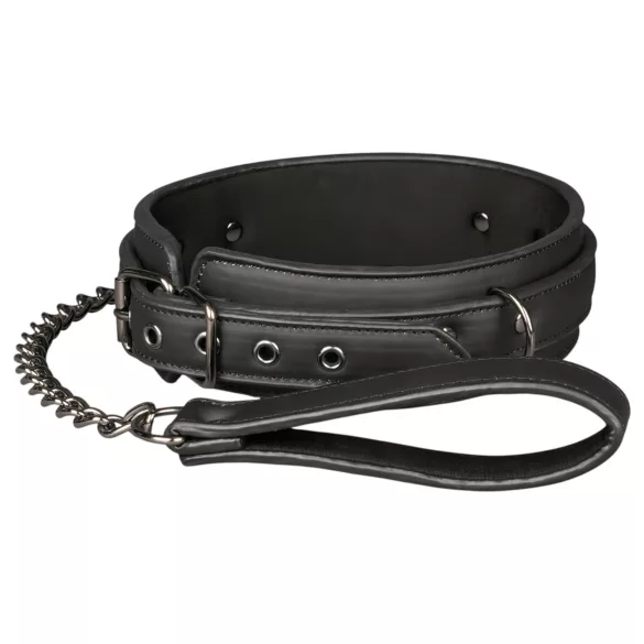Easytoys - collar fetiche con correa - cuero sintético negro