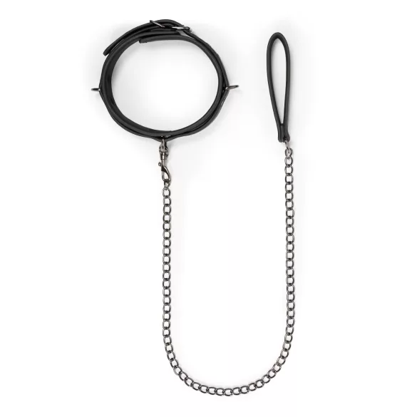 Easytoys - collar fetiche con correa - cuero sintético negro