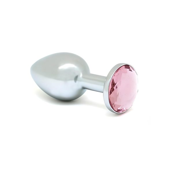 Rimba XS - Tapón anal de metal con piedras rosas (plata)
