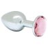Rimba XS - plug anal metálico con piedra rosa - color plata