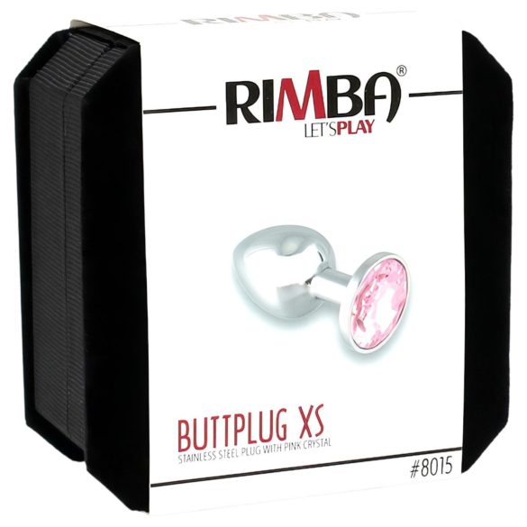 Rimba XS - plug anal metálico con piedra rosa - color plata