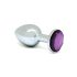 Rimba XS - Plug anal metálico plateado con piedra lila