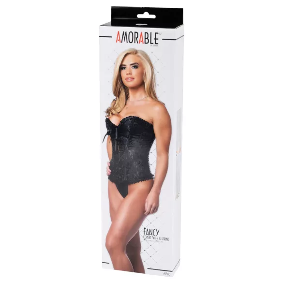 Amorable - corsé con estampado y tanga - negro - M