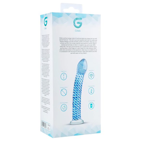 Gildo Glass No. 5 - dildo de vidrio espiral - transparente azul