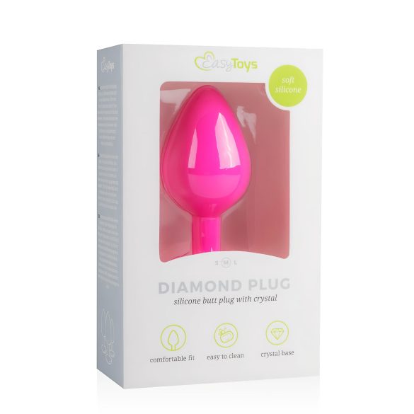 Easytoys Diamond - plug anal con piedra - tamaño mediano - rosa