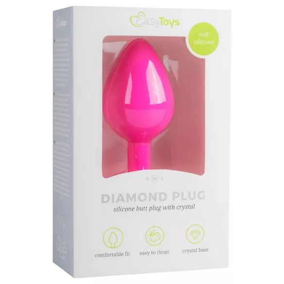 Easytoys Diamond - plug anal con piedra - tamaño mediano - rosa