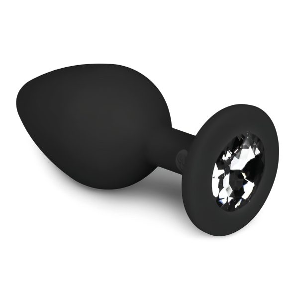 Easytoys Diamond - plug anal con gema blanca - tamaño mediano - negro