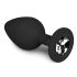 Easytoys Diamond - tapón anal con piedra blanca (mediano) - negro