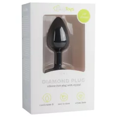   Easytoys Diamond - plug anal con joya pequeña - silicona negra