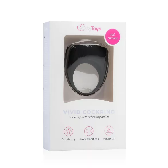 Easytoys - anillo vibrador para pene - silicona negra