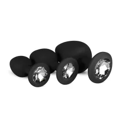 Easytoys Diamond - set de plugs anales - silicona negra