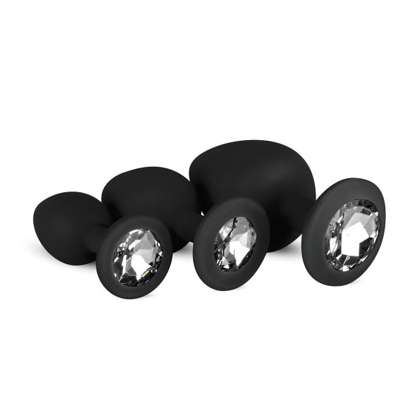 Easytoys Diamond - set de plugs anales - silicona negra