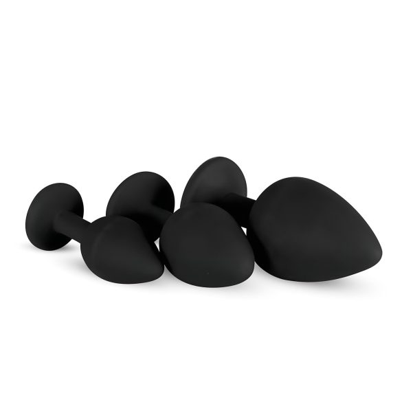 Easytoys Diamond - set de plugs anales - silicona negra