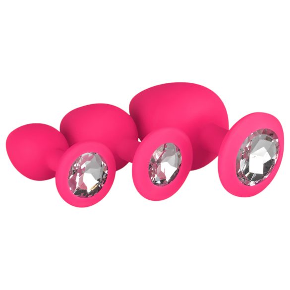 Easytoys Diamond - set de plugs anales - silicona rosa