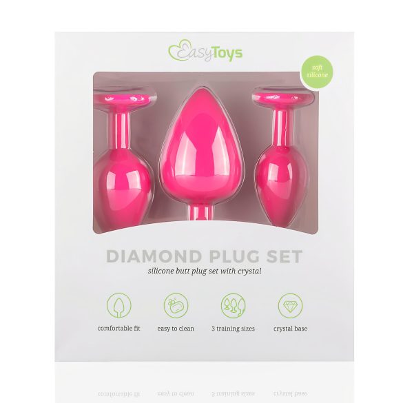 Easytoys Diamond - set de plugs anales - silicona rosa