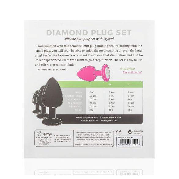 Easytoys Diamond - set de plugs anales - silicona rosa