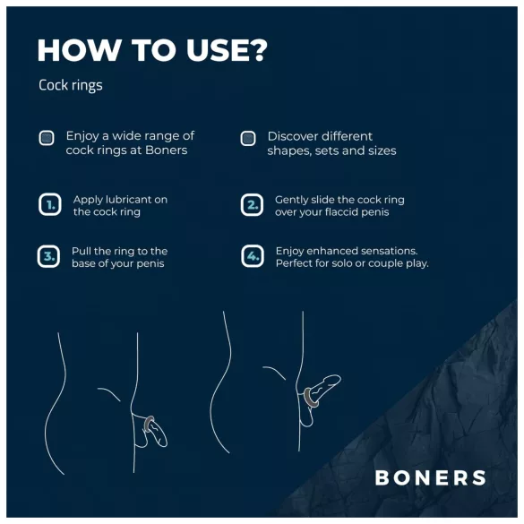 Boners - set de anillos para pene - 3 unidades - gris