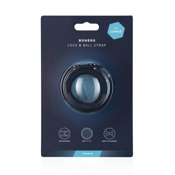 Boners - anillo doble pene y testículos - silicona gris