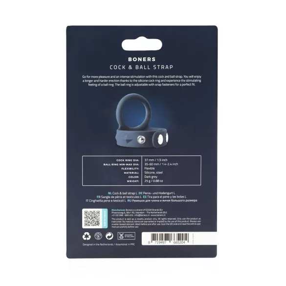 Boners - anillo doble pene y testículos - silicona gris