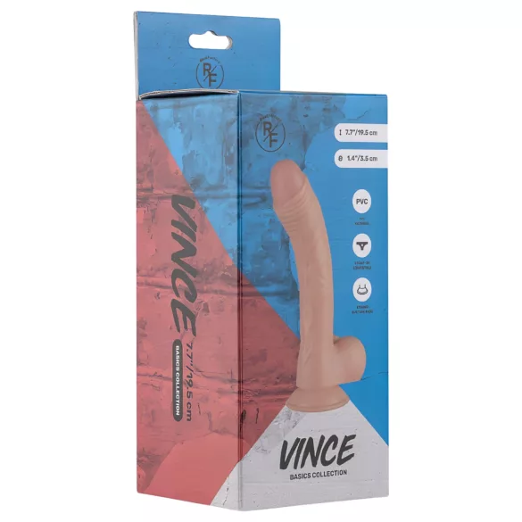 Real Fantasy Vince - consolador realista con testículos - 19,5 cm color natural