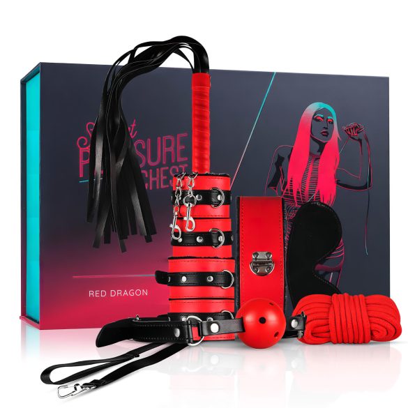 Baúl del Placer Secreto - Kit BDSM Avanzado de 10 Piezas (Rojo)
