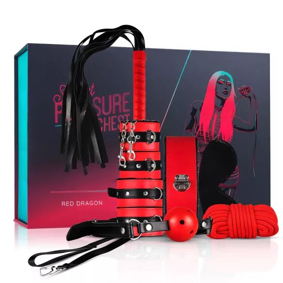 Secret Pleasure Chest - set BDSM avanzado - 10 piezas - rojo