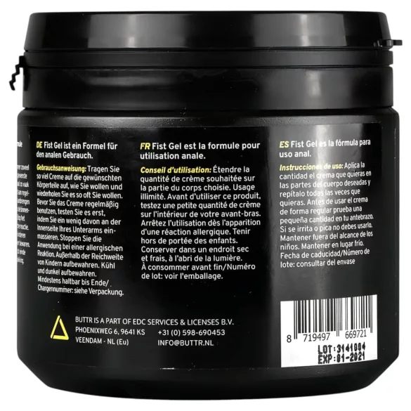 BUTTR - Gel lubricante fisting - base agua - 500 ml