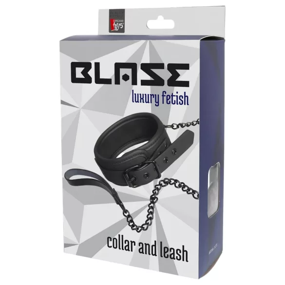 Blaze - collar y correa - cuero negro