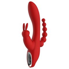   Red Revolution Hera - vibrador triple recargable impermeable silicona rojo