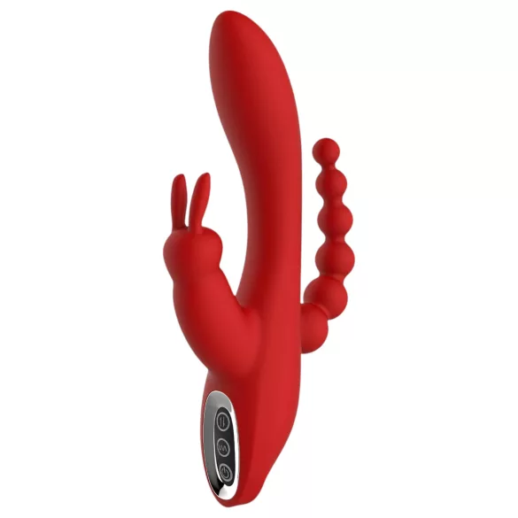 Red Revolution Hera - vibrador triple recargable impermeable silicona rojo